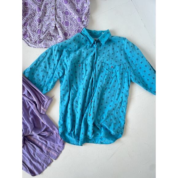 VINTAGE 80s Patterned Button Up Shirts Wholesale Bundle / 4 Pcs / Resellers Lot - Picture 3 of 11